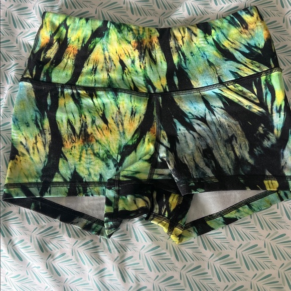 Fleo sz S Green Yellow Blue Tie Dye High Rise Original Shorts - Picture 3 of 4